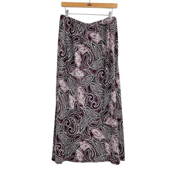 Chico's Purple Paisley Pull On Rayon Maxi Skirt Womens Size 8 Boho Elastic Waist - Picture 3 of 7